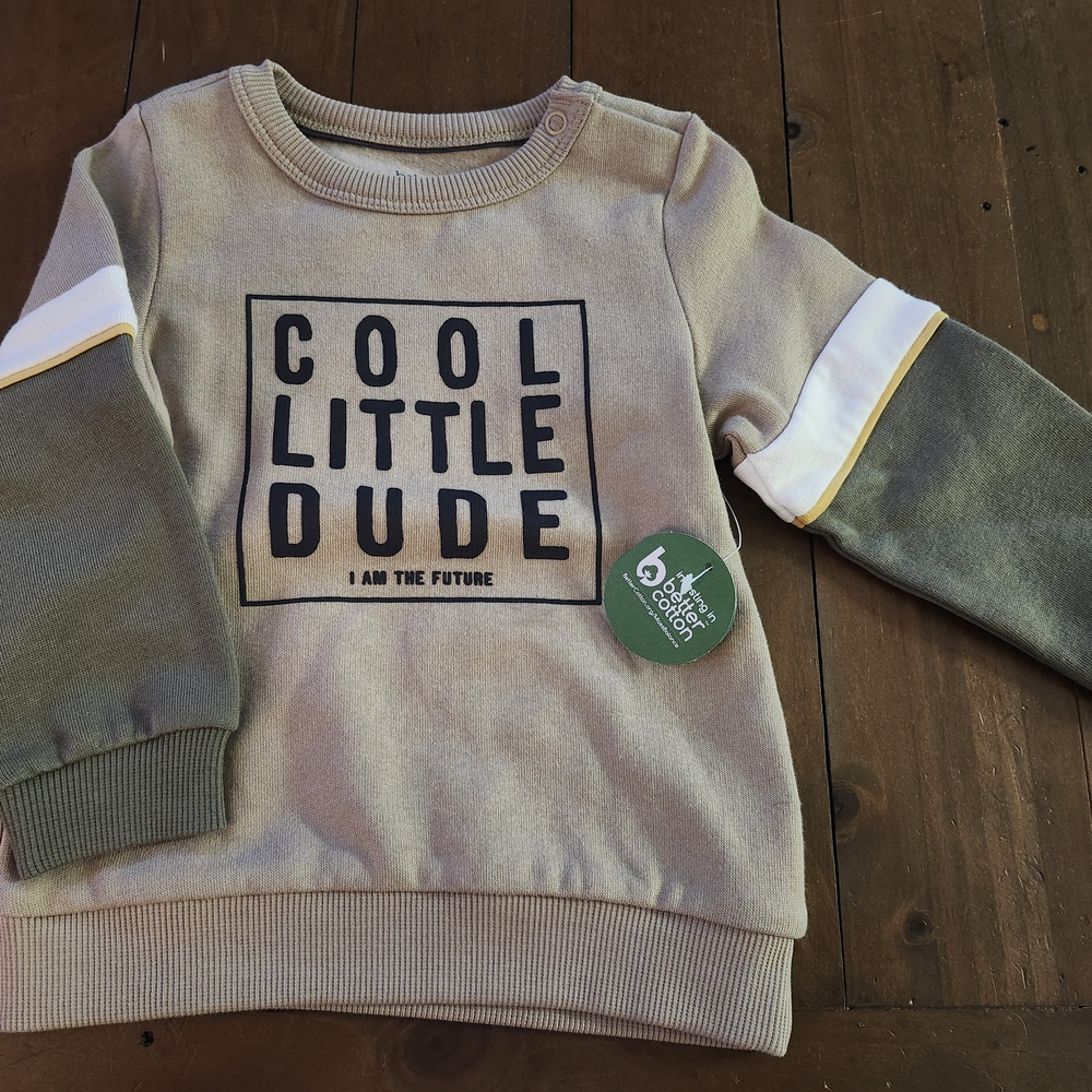 BNWT BOYS C&A Sweatshirt - Beige and Green - 12-18 Months